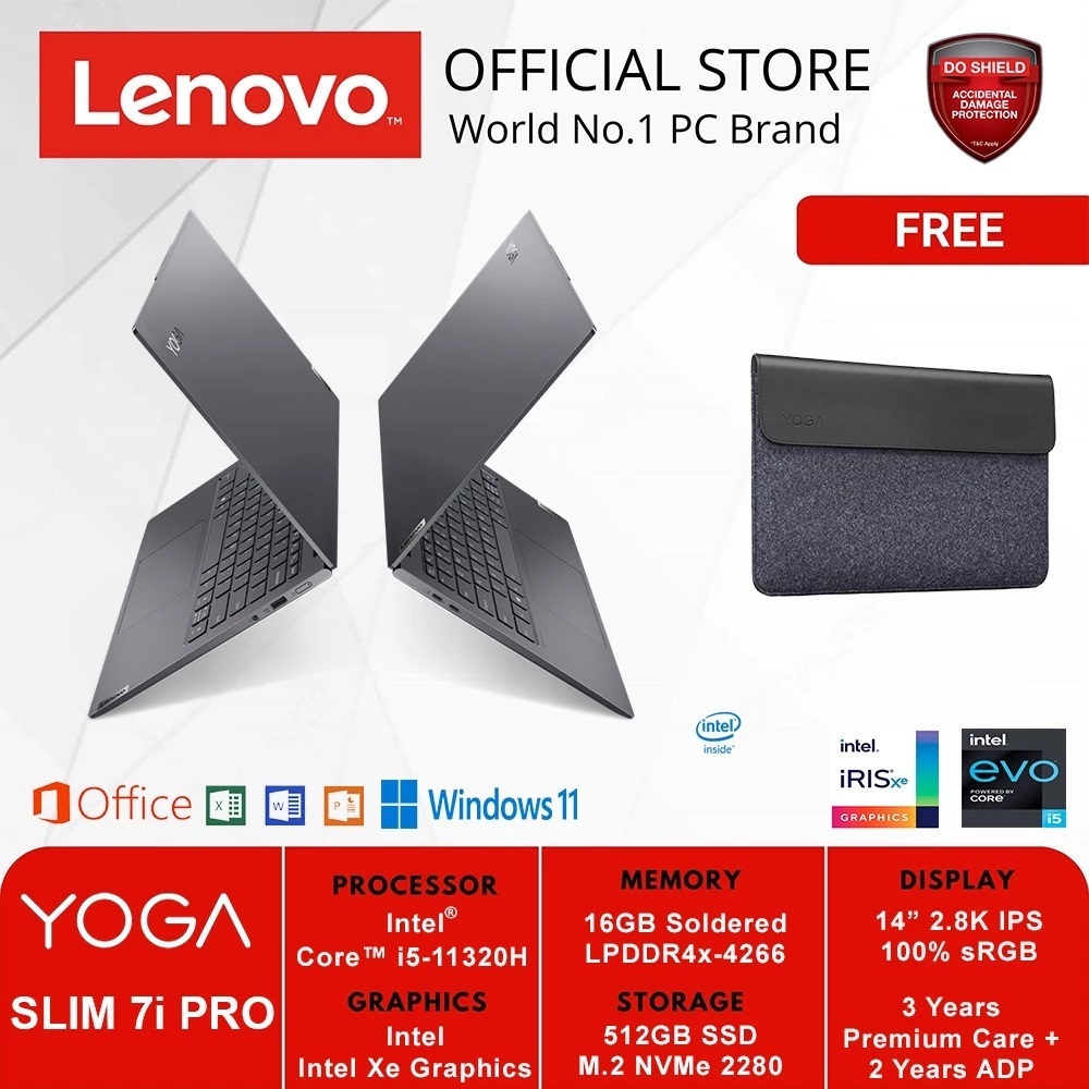 Lenovo Yoga 7 Slim Pro 14IHU5 Intel Core i5 11320H 16GB 512GB W11+OHS 14" Include Asuransi