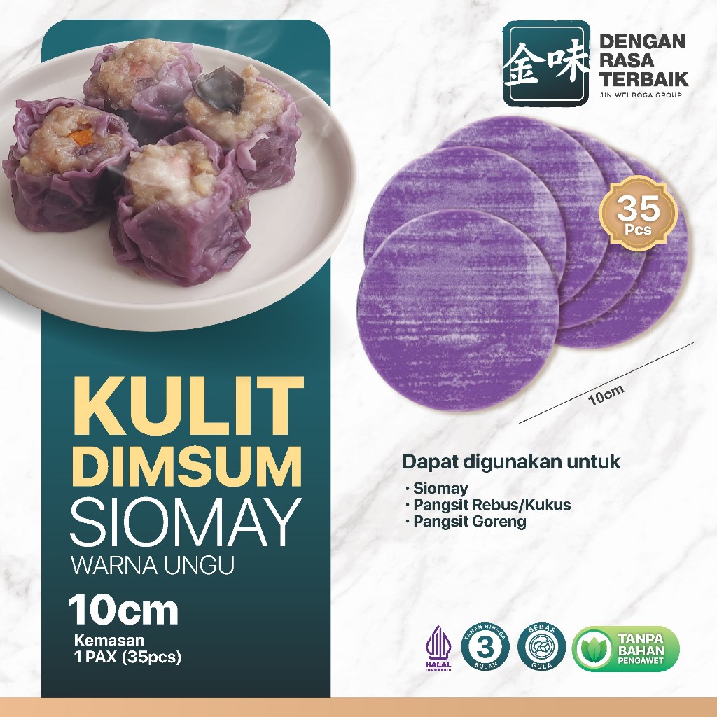 

Kulit Dimsum Siomay Ungu 10CM isi 35PCS HALAL | Pewarna sudah BPOM | Tekstur Lentur dan Tipis