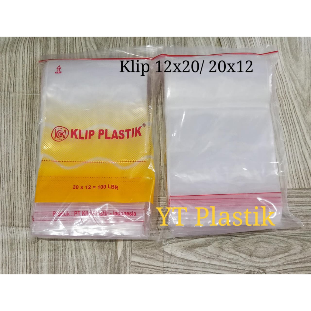 Plastik klip UK 12 X20 bening 100 lbr - Plastik klip bening 12x20 / 20x12 merk Klip plastik