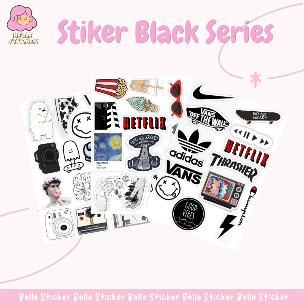 

Sticker Aesthetic Black Series Sticker Laptop Sticker Tumblr HP Mini Sticker Lucu Sticker Diary