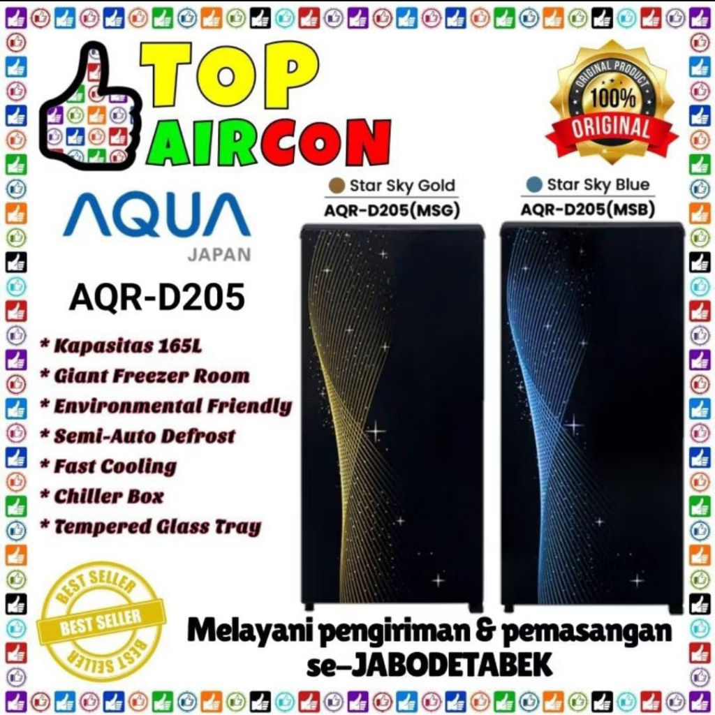 AQUA KULKAS 1 PINTU AQR D205 / AQR D205 MSB / MSG