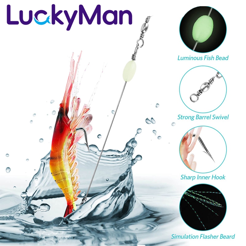 LUCKYMAN Promosi Simulasi Umpan Pancing Udang Tiruan dengan Kail dan  Udang Air Tawar Bionik