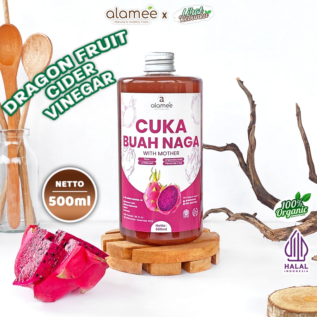 

ALAMEE Cuka Buah Naga Organik Dragon Fruit Cider Vinegar With Mother Fermentasi Probiotik 500ml LIHAT KEBUNKU