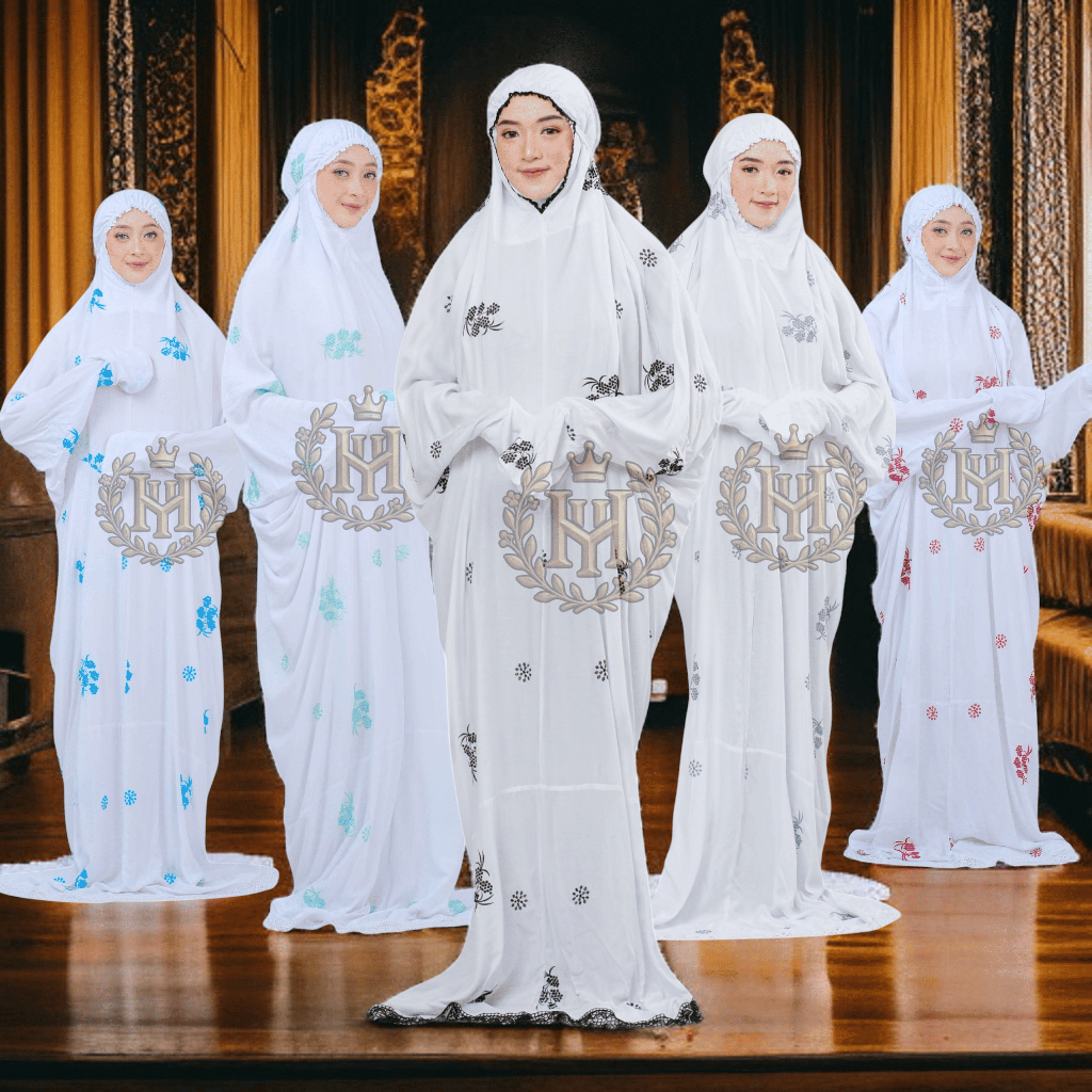 Mukena terusan bordir bahan katun rayon mukena putih bordir anggur kekinian