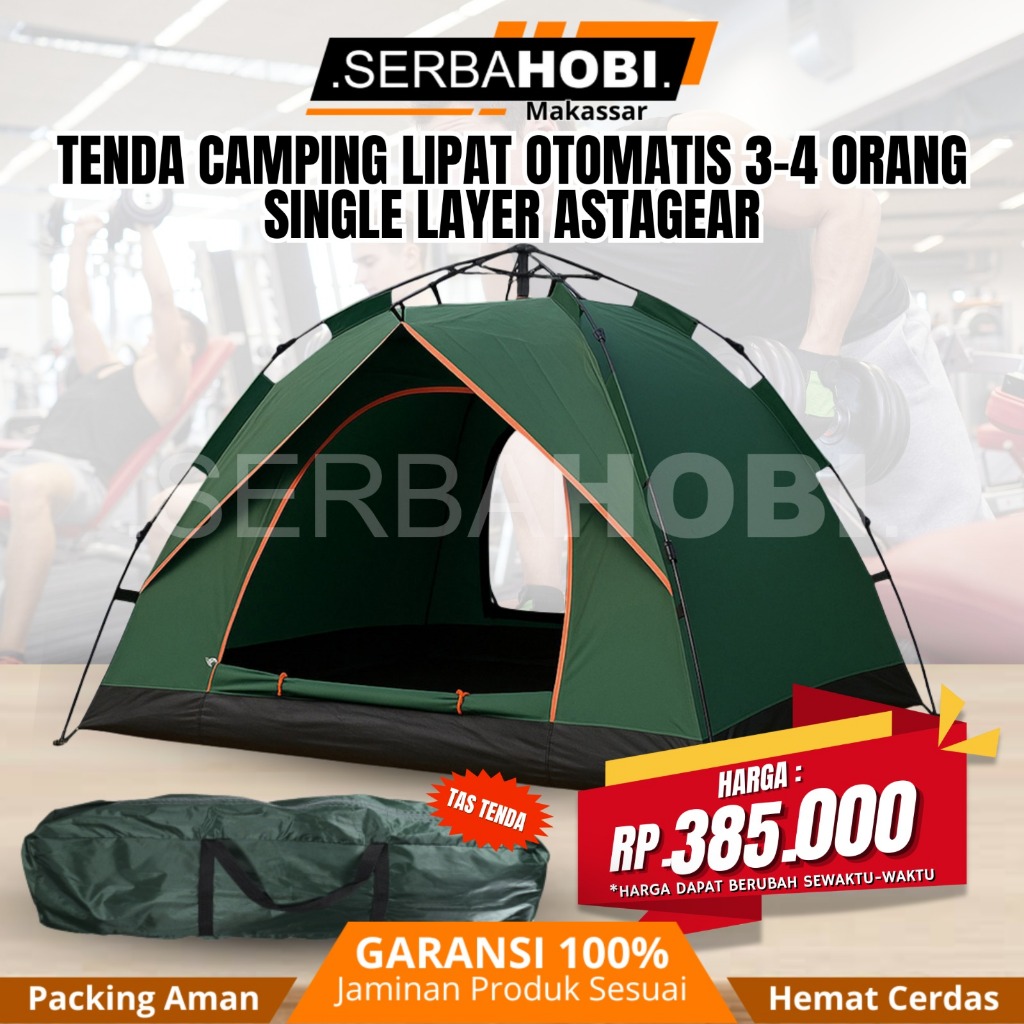 Tenda Camping Lipat Otomatis 3-4 Orang Single Layer / tenda Kemping / Tenda Camp Waterproof berkuali