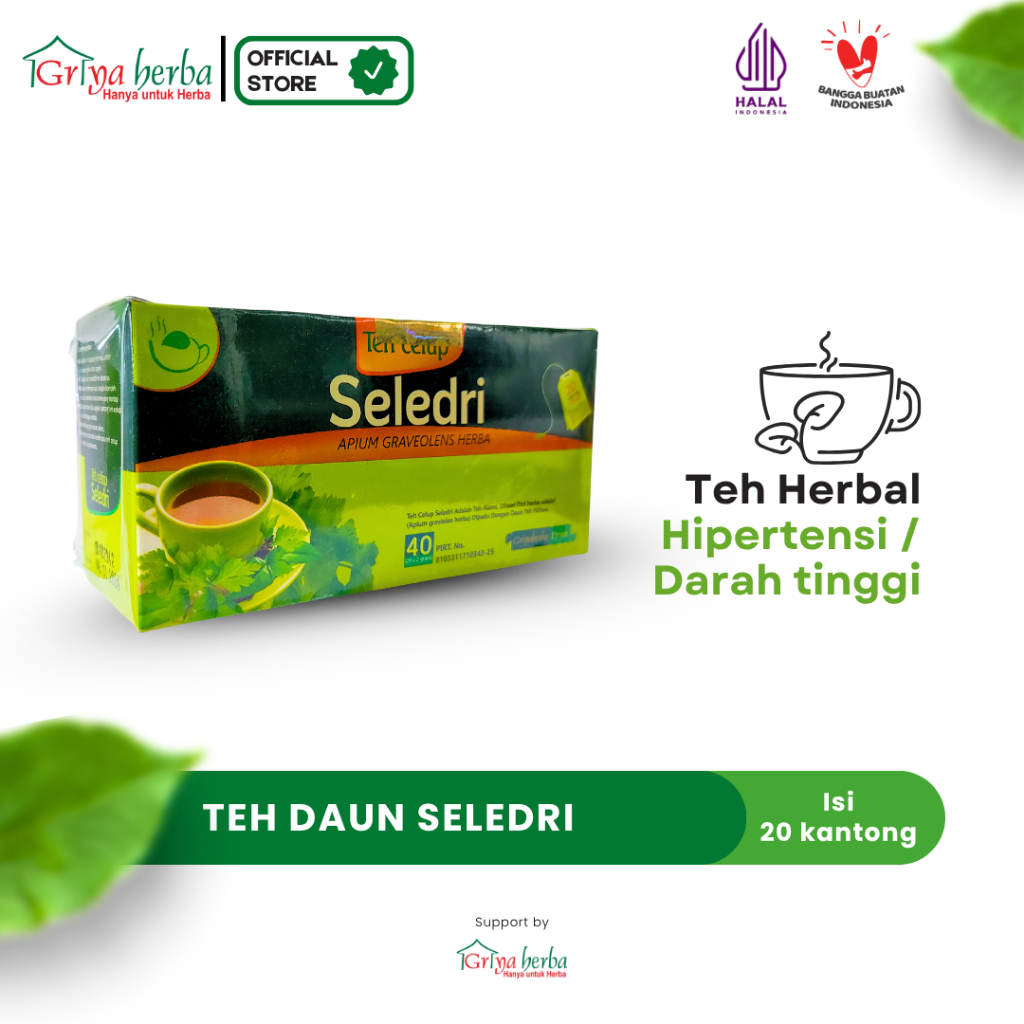 

Teh herbal daun seledri Griya Herba untuk Menurunkan tekanan darah tinggi halal