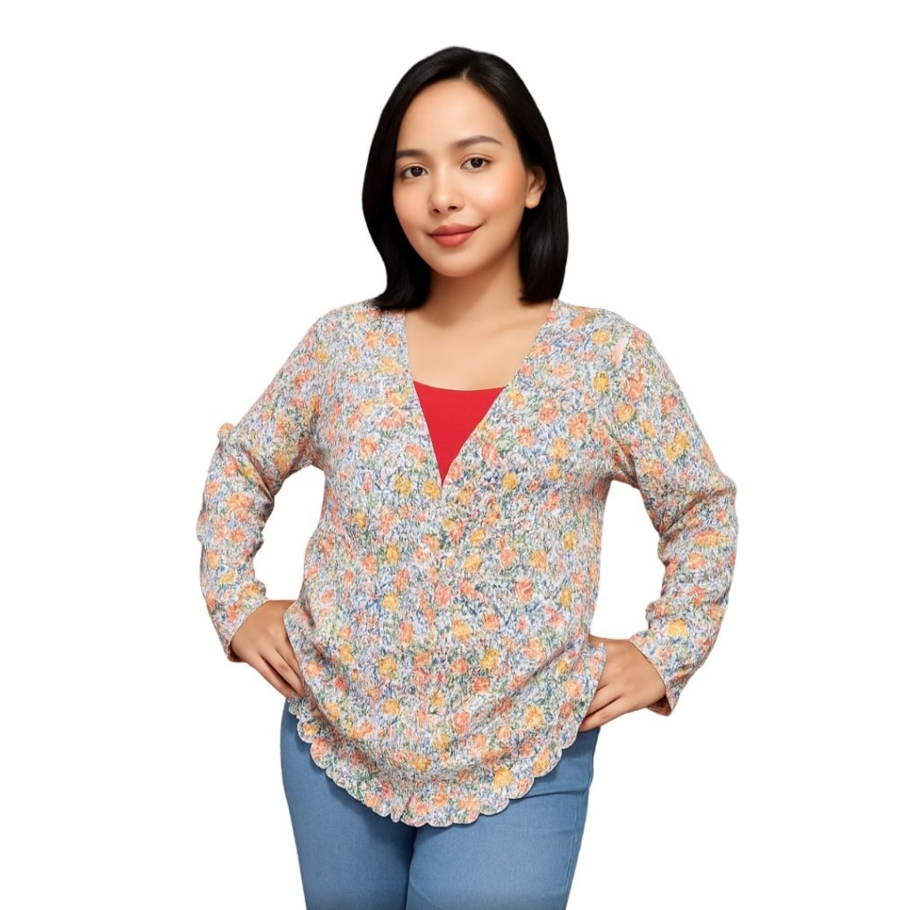 Cardigan Long Sleeve motif Bunga
