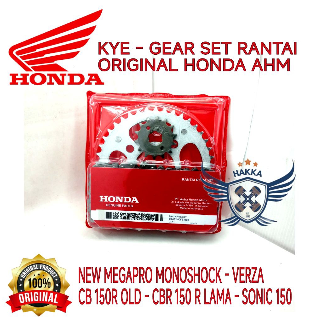 KYE ORIGINAL GEAR SET RANTAI HONDA MEGAPRO MONOSHOCK, GEAR SET RANTAI HONDA VERZA, GEAR SET RANTAI H