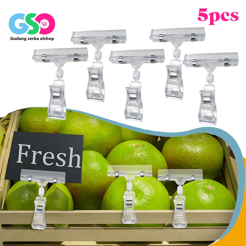 

5pcs Jepit Label Harga Akrilik Transparan untuk Papan Promosi Toko Retail Penjepit Harga Anti Pecah
