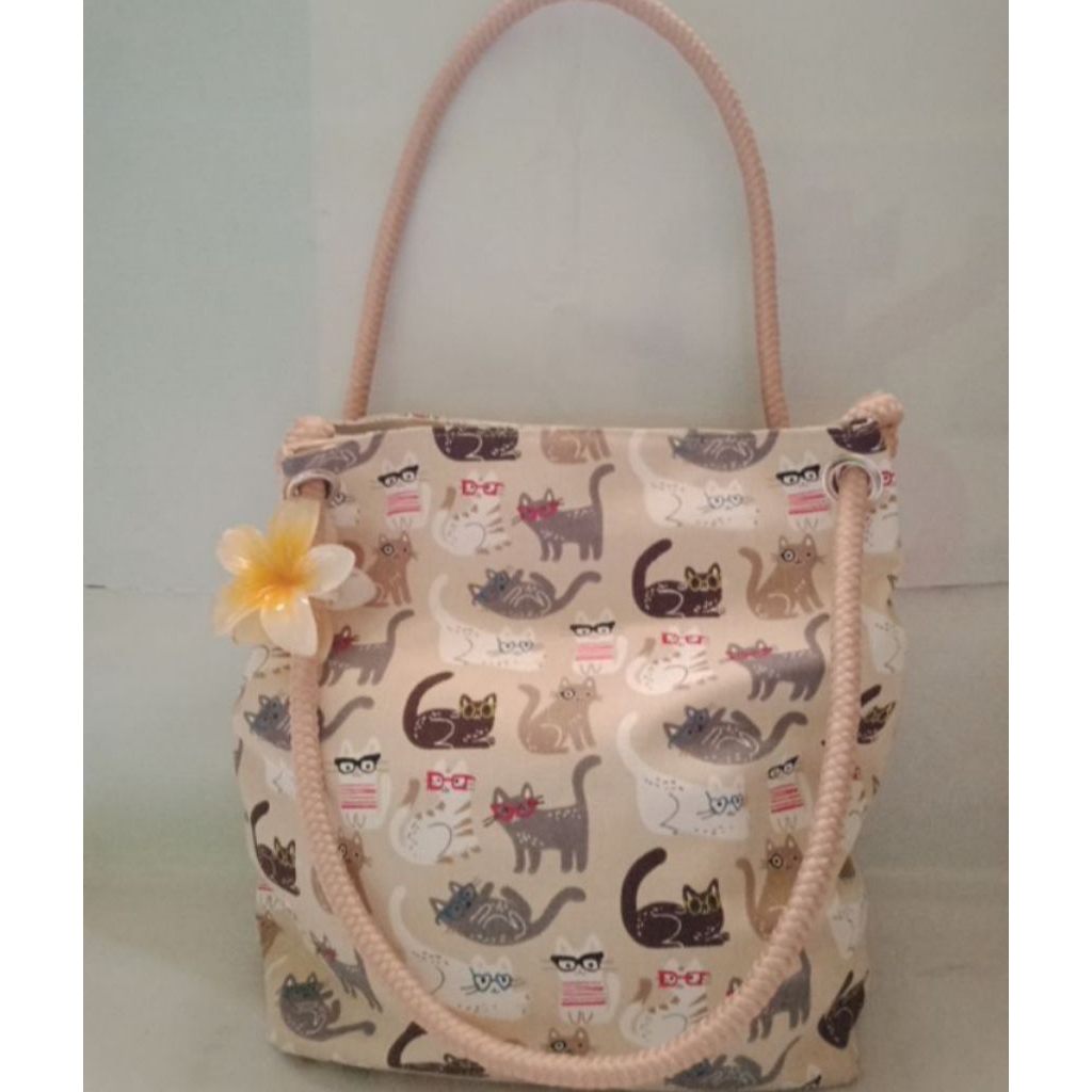 Tas wanita/Tas kanvas/Tote bag Tali sumbu motif