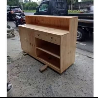 meja kasir minimalis kayu jati belanda/meja bar cafe