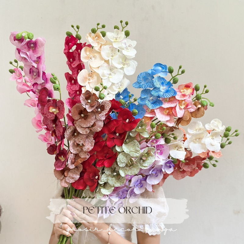 QC PETITE ORCHID X9 ARTIFICIAL FLOWER SILK ORCHID FLOWER Bunga Buatan Anggrek latex Oncidium Phalaen