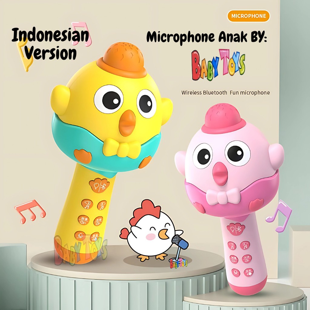 Multifungsi Mikrofon Anak Bluetooth Wireless Speaker Mainan Mikrofon Kartun Nyanyi Anak Perempuan an