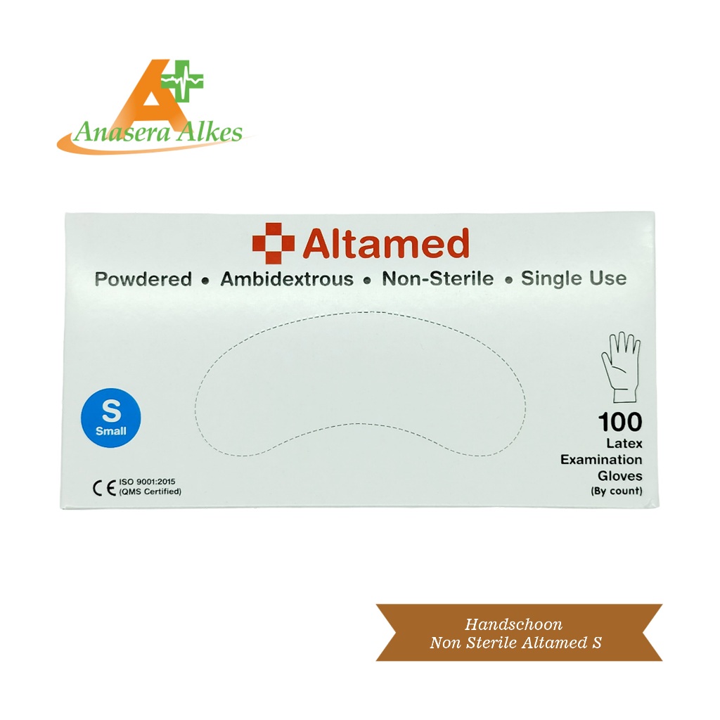 Sarung Tangan Medis / Handschoon Non-Sterile S (Small) Altamed / Latex / Powdered