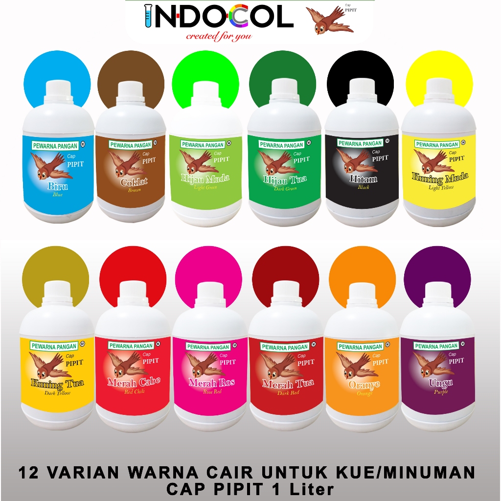 

PEWARNA MAKANAN CAIR CAP PIPIT (1 LITER)