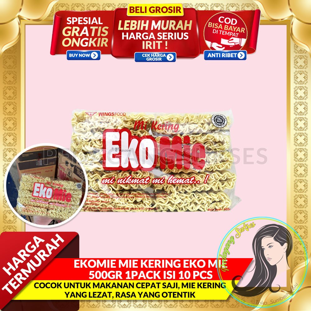 

[PEDAGANG MURAH] EKOMIE Mie Kering Eko Mie 500Gr 1PACK 10 PCS