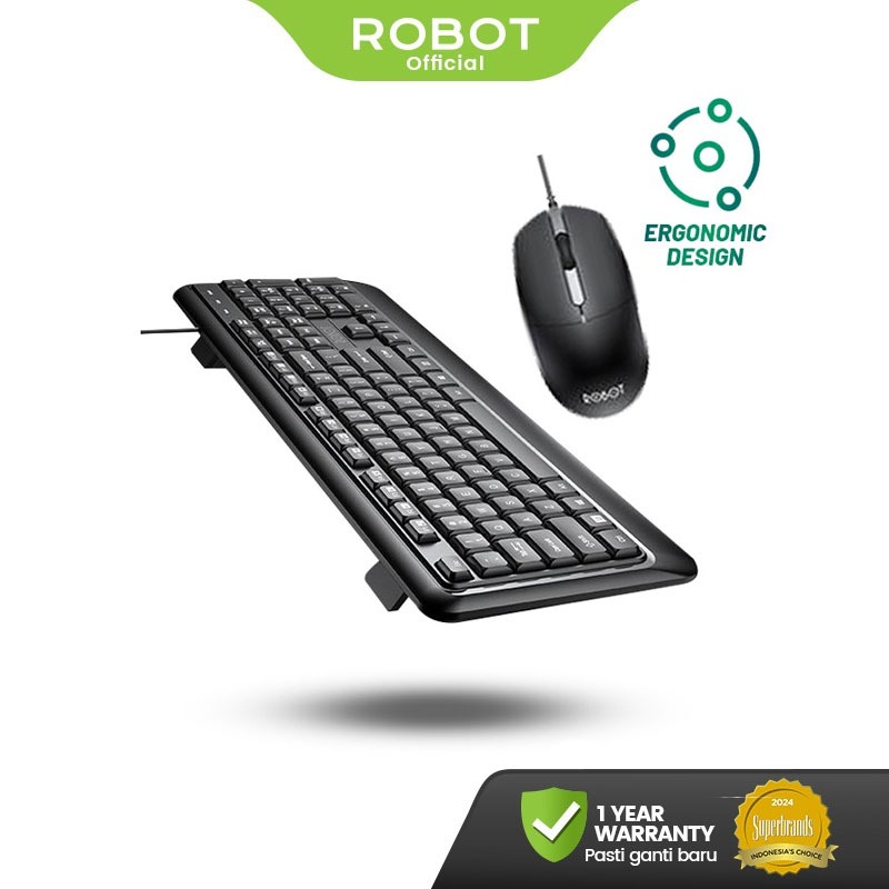 ROBOT Set Combo Keyboard and Mouse KM2600 for Komputer/Laptop Original Garansi Resmi 1 Tahun