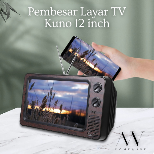 Pembesar Kaca Layar Hp 3D Model TV Kuno / Enlarged Smartphone Screen Magnifier 12" HD