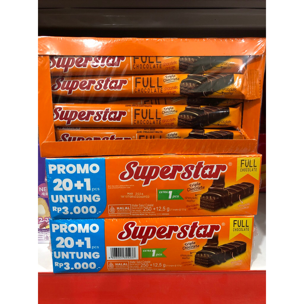 

Superstar Wafer Coklat 20+1 Pcs 250g