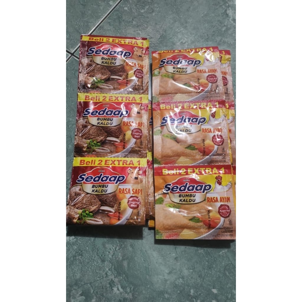 

Kaldu Penyedap 9gr / Sedaap bumbu kaldu renceng isi 18 sachet