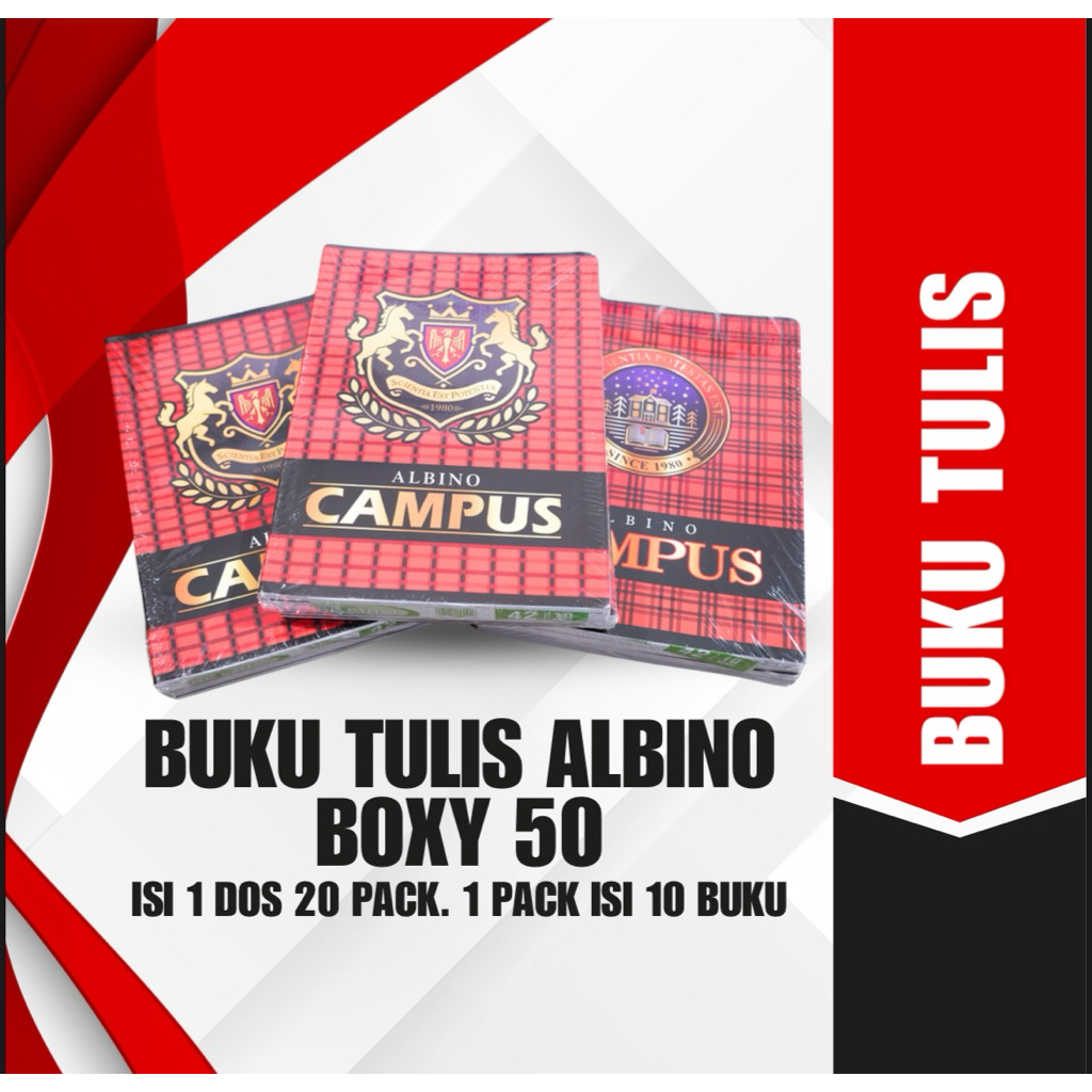 

(10 PCS) Buku Tulis Albino Boxy Campus Besar Motif Garis Catatan Sekolah isi 50 lembar Murah 1 pak isi 10 buku