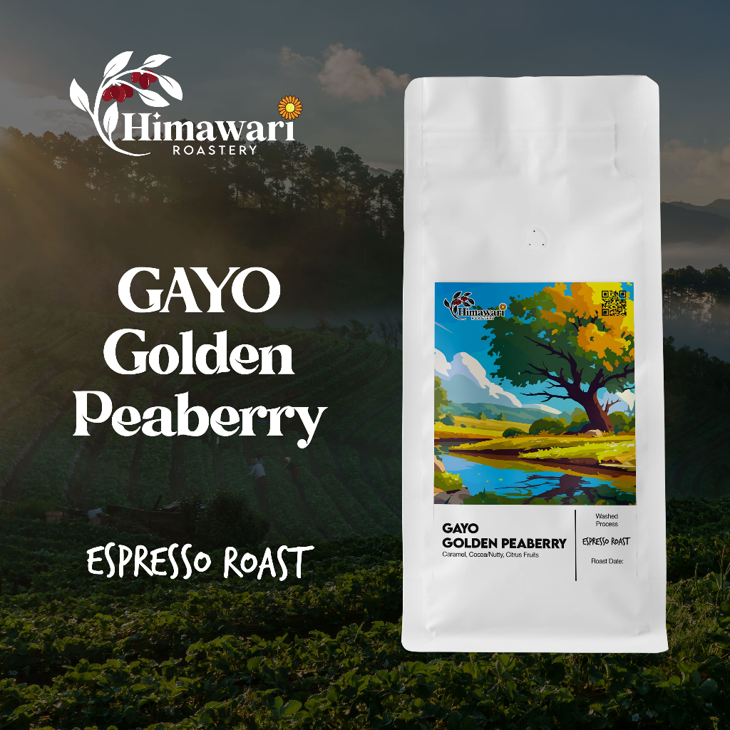 

Himawari Kopi Arabika Gayo Golden Peaberry Espresso Roast Bubuk Kopi dan Biji Kopi