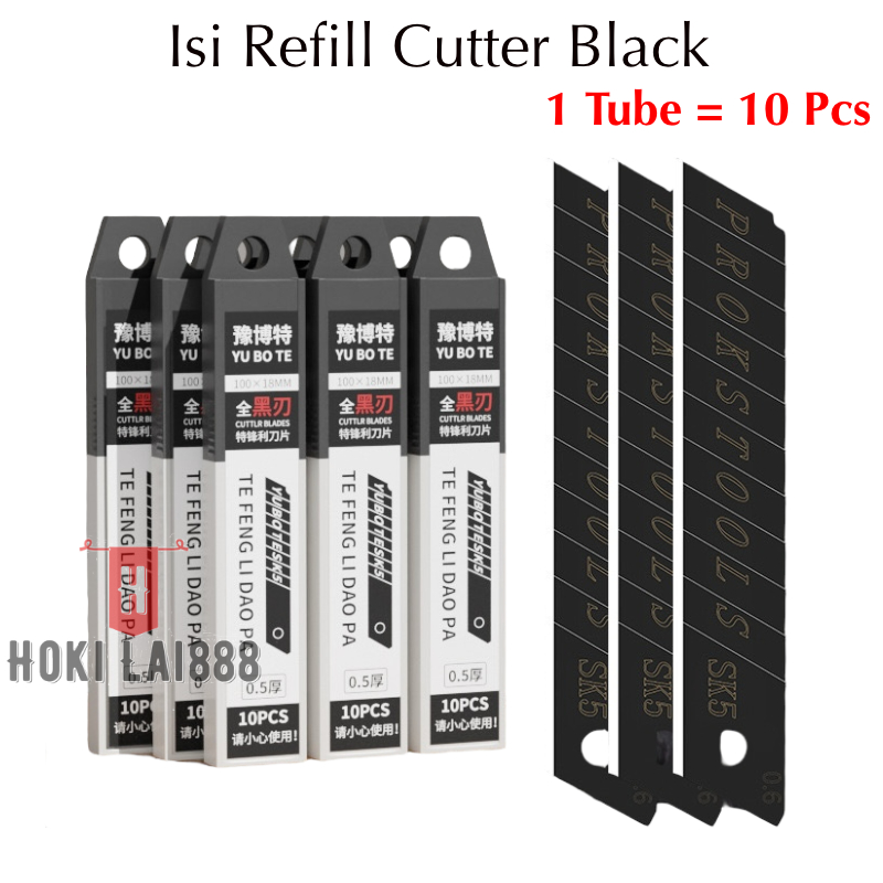 

HKL - A17 (1 Tube) Isi Ulang Cutter Besar 18mm Stainless SK5 | Isi Cutter 10 Slides | Isi Kater | Isi Cutter Hitam SK5 Super Tajam