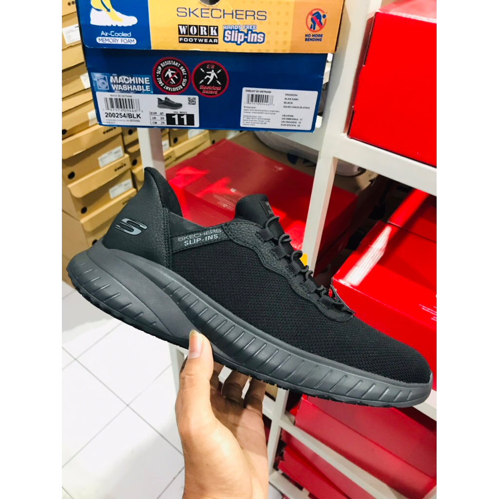 BIG SALE SKECHERS STIVIG [200254] ORIGINAL SEPATU HITAM/FULL BLACK/SEKOLAH/PRIA/RUNNING/LARI/SNEAKER