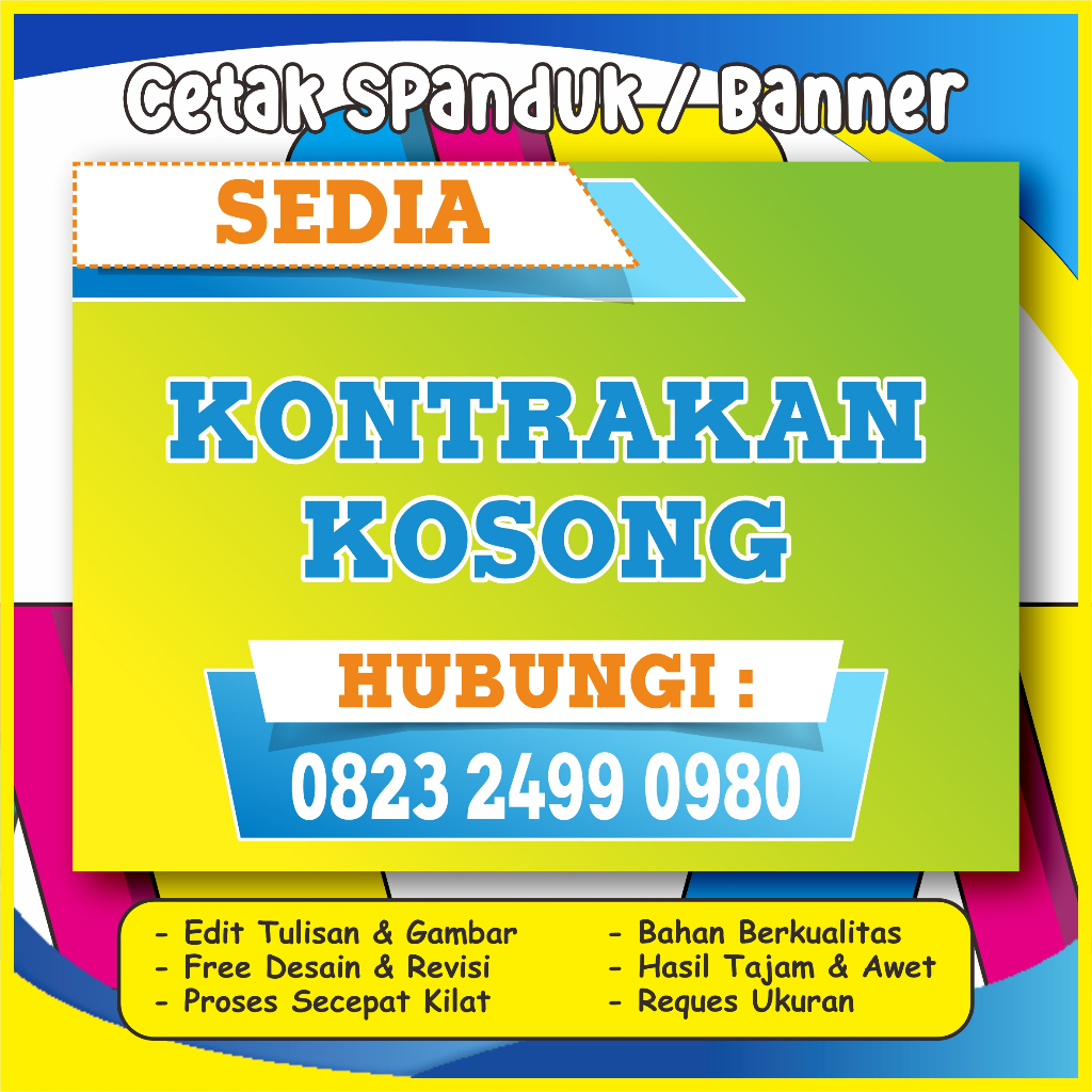 Ada kontrakan kosong / Cetak spanduk banner murah gratis desain