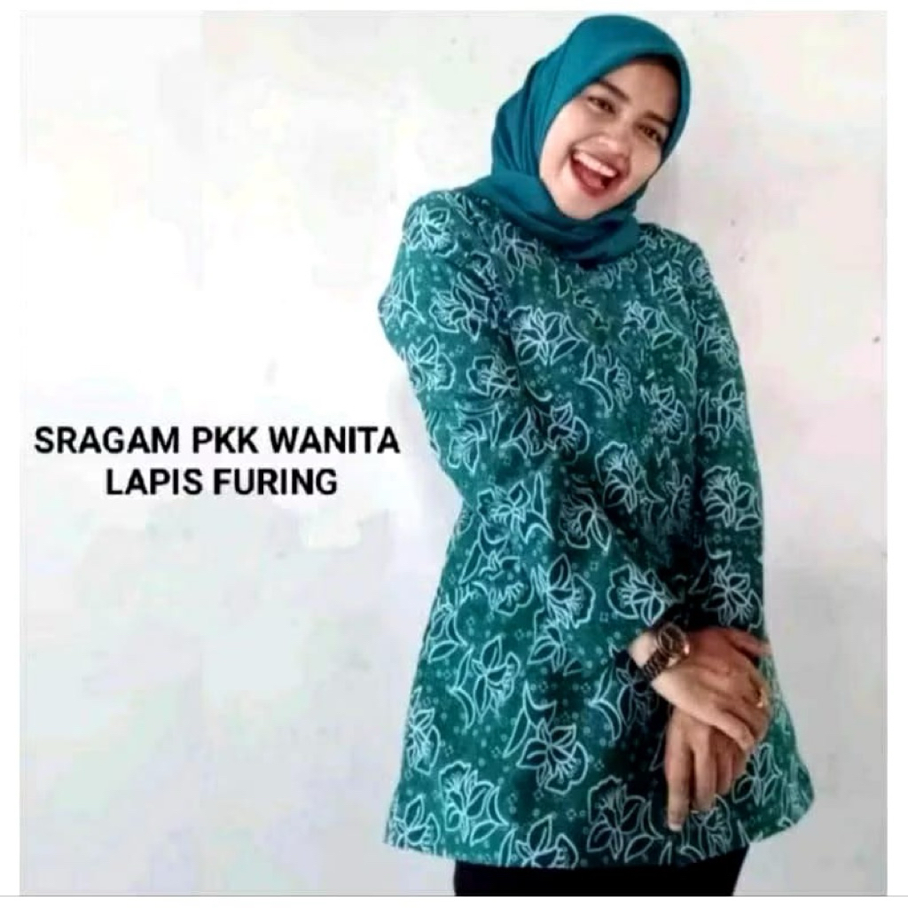 SRAGAM BAJU PKK RESMI NASIONAL WARNA HIJAU TOSCA  FULL FURING TERBARU