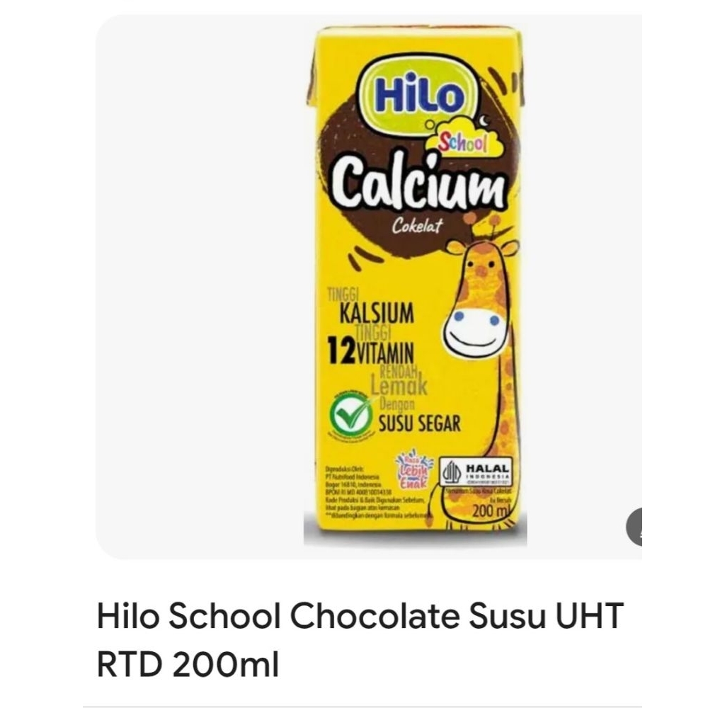 

HILO SCHOOL CHOCOLATE 200 ML SUSU UHT RTD