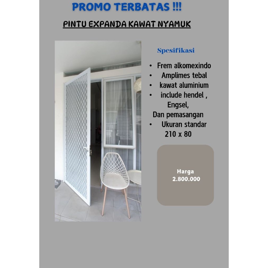 PINTU EXPADA KAWAT NYAMUK/TRALIS PINTU ALUMIINIUM ANTI KARAT