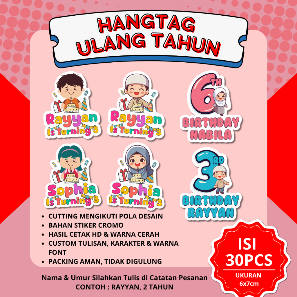 

stiker ultah / stiker ulang tahun / stiker ulang tahun anak / stiker ulang tahun custom