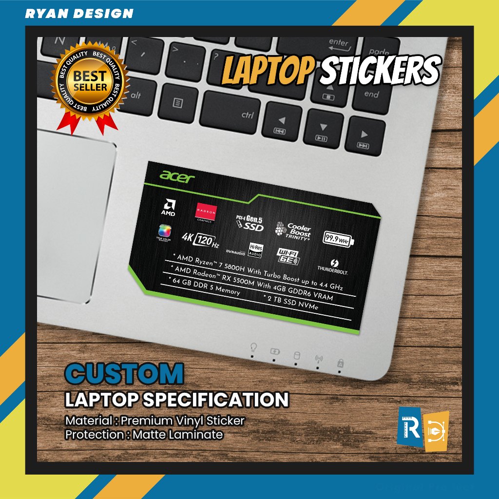 Stiker Logo Laptop Stiker Spesifikasi Fitur Laptop Stiker Nvidia RTX GTX Intel Amd (Model 001)