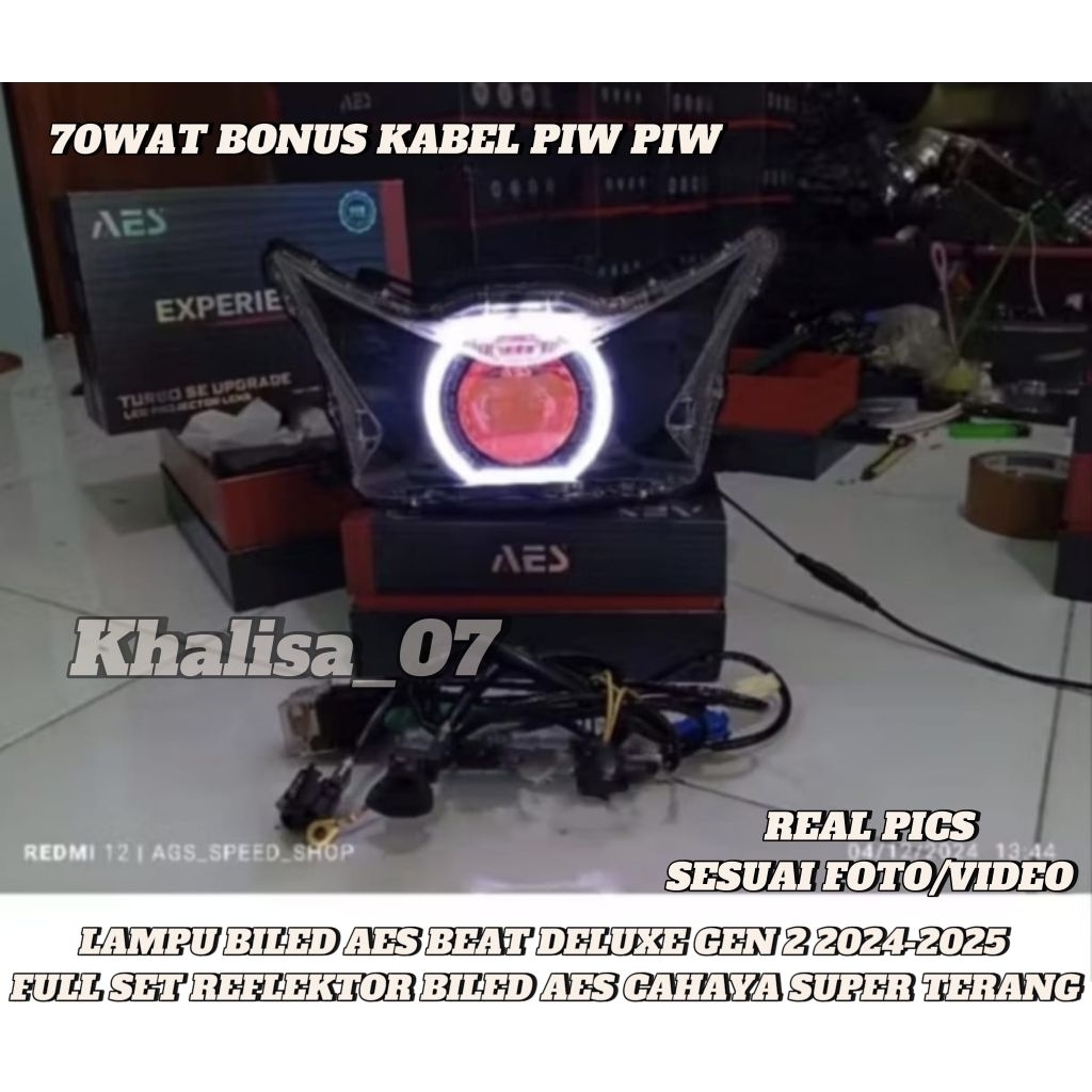 LAMPU BILED AES BEAT DELUXE GEN 2 2024-2025 FULL SET REFLEKTOR BILED AES 70WAT SET KABEL RILAY PIW P