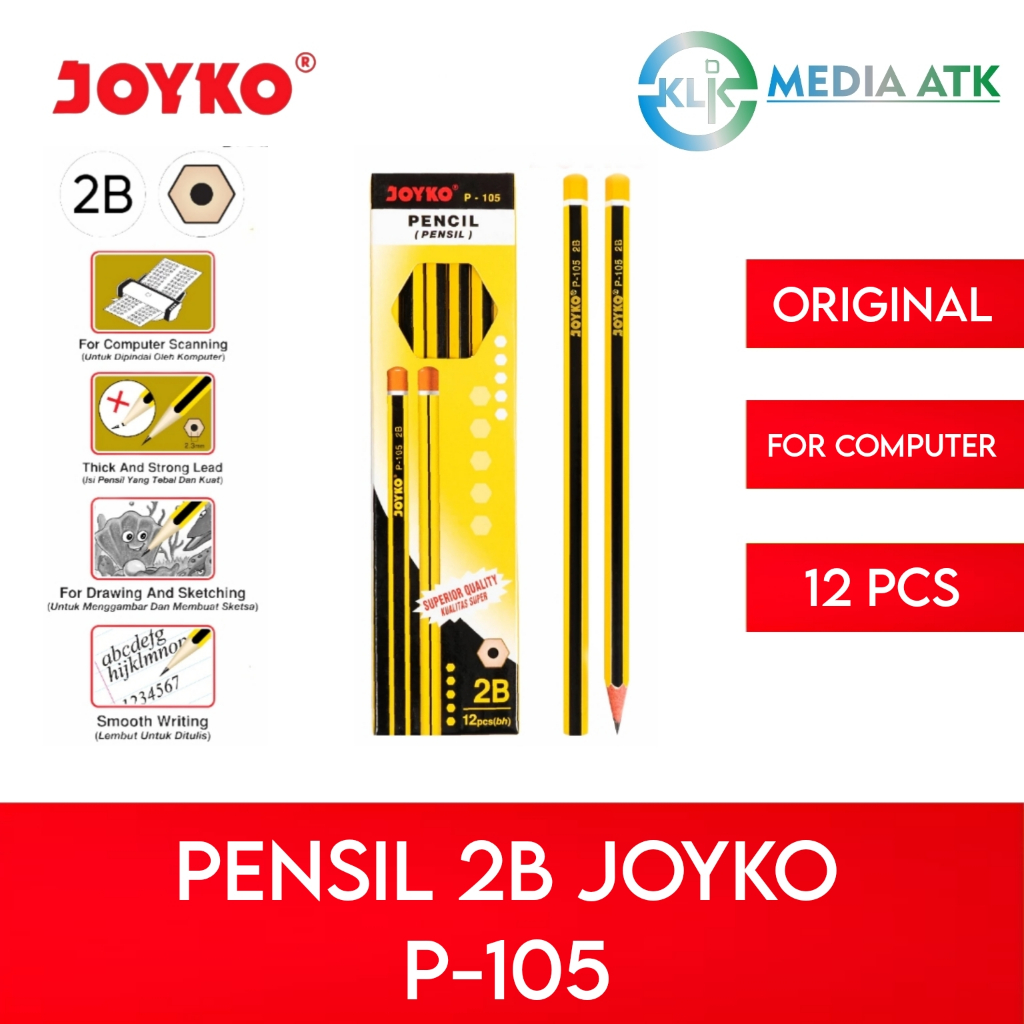 

Pensil 2B Joyko P-105 Yellow Strip - 12 Pcs