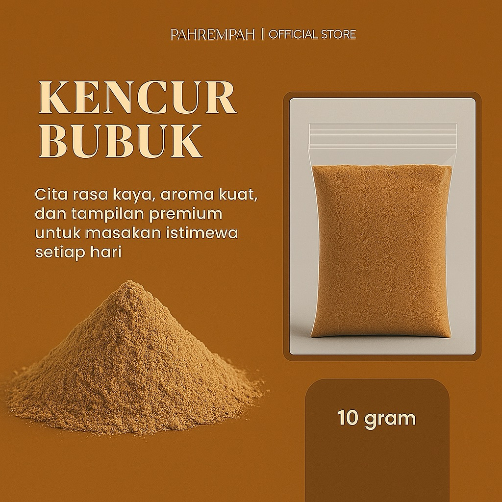 

PAHREMPAH - Kencur Bubuk 10 Gram | Rempah Tradisional | Tanpa Campuran - Siap Seduh & Masak