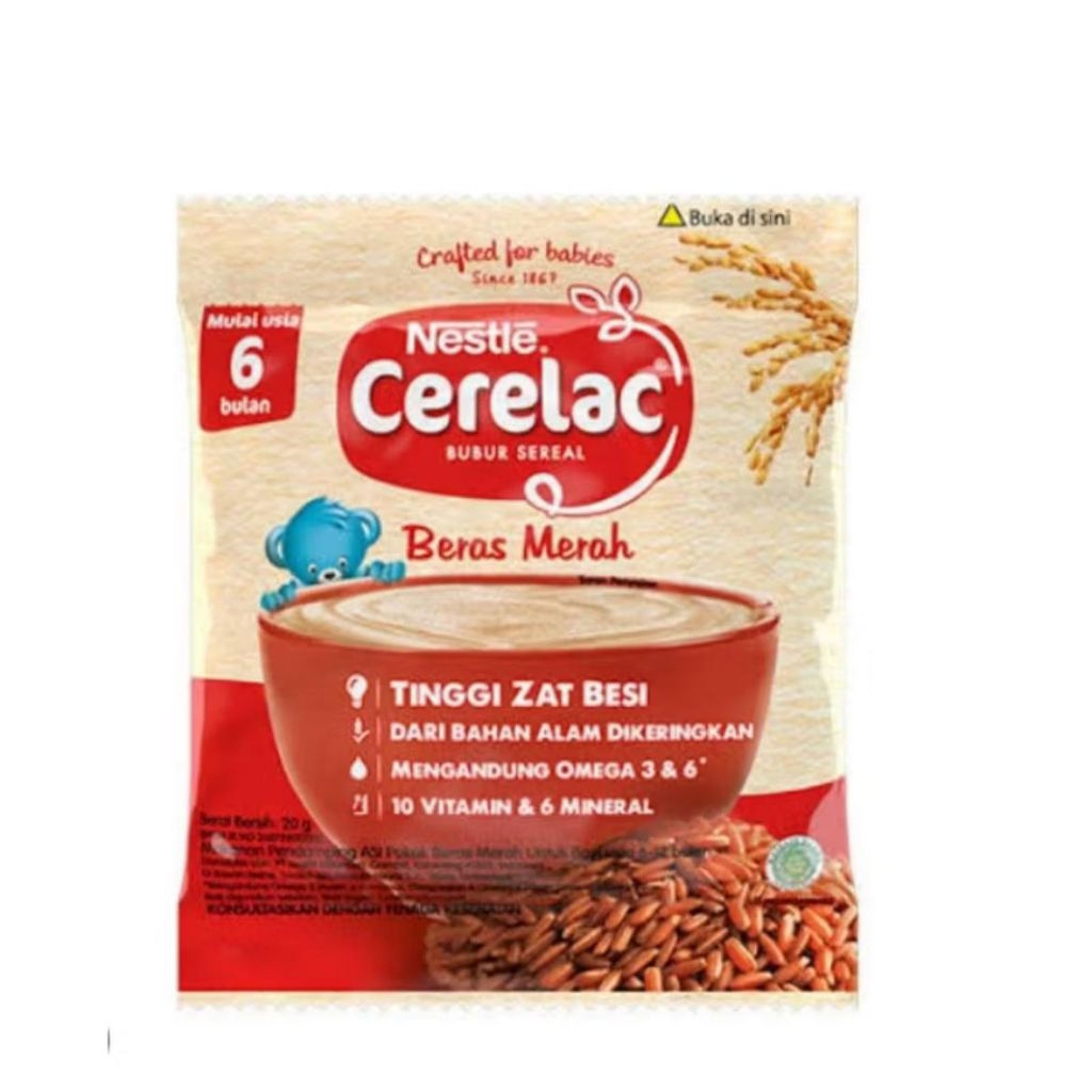 Nestle Cerelac Bubur Bayi Beras Merah Instant {isi 8 Sachet} Usia 6-12 Bulan 20g