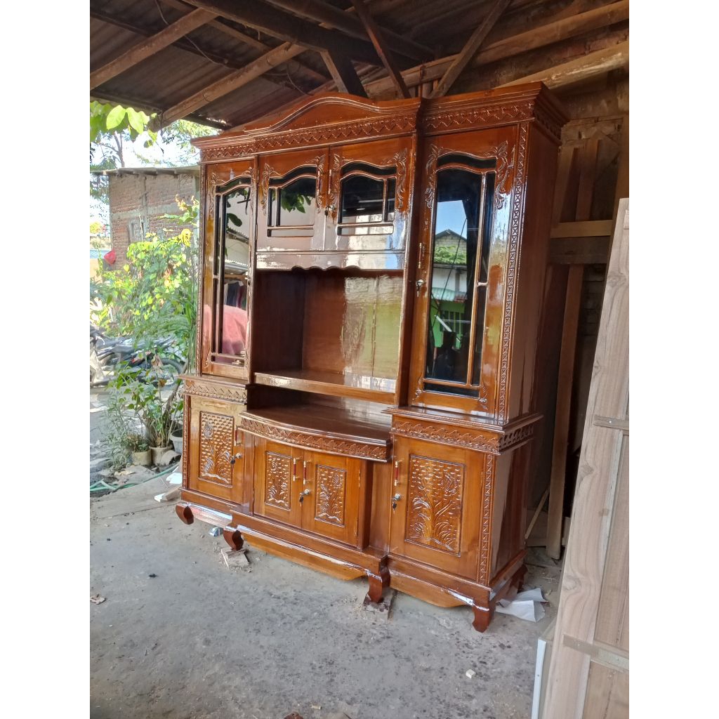 bupet susun kayu jatimanium/bupet susun/ bupet tivi/partisi/pajangan/ruang tamu