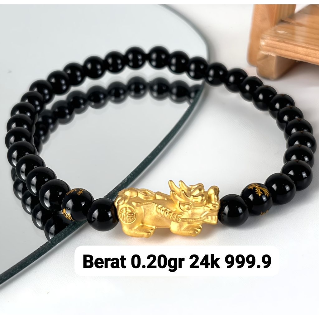 Gelang Emas Asli Naga Pixue 24k Hongkong 999% Batu - Gold Bracelet