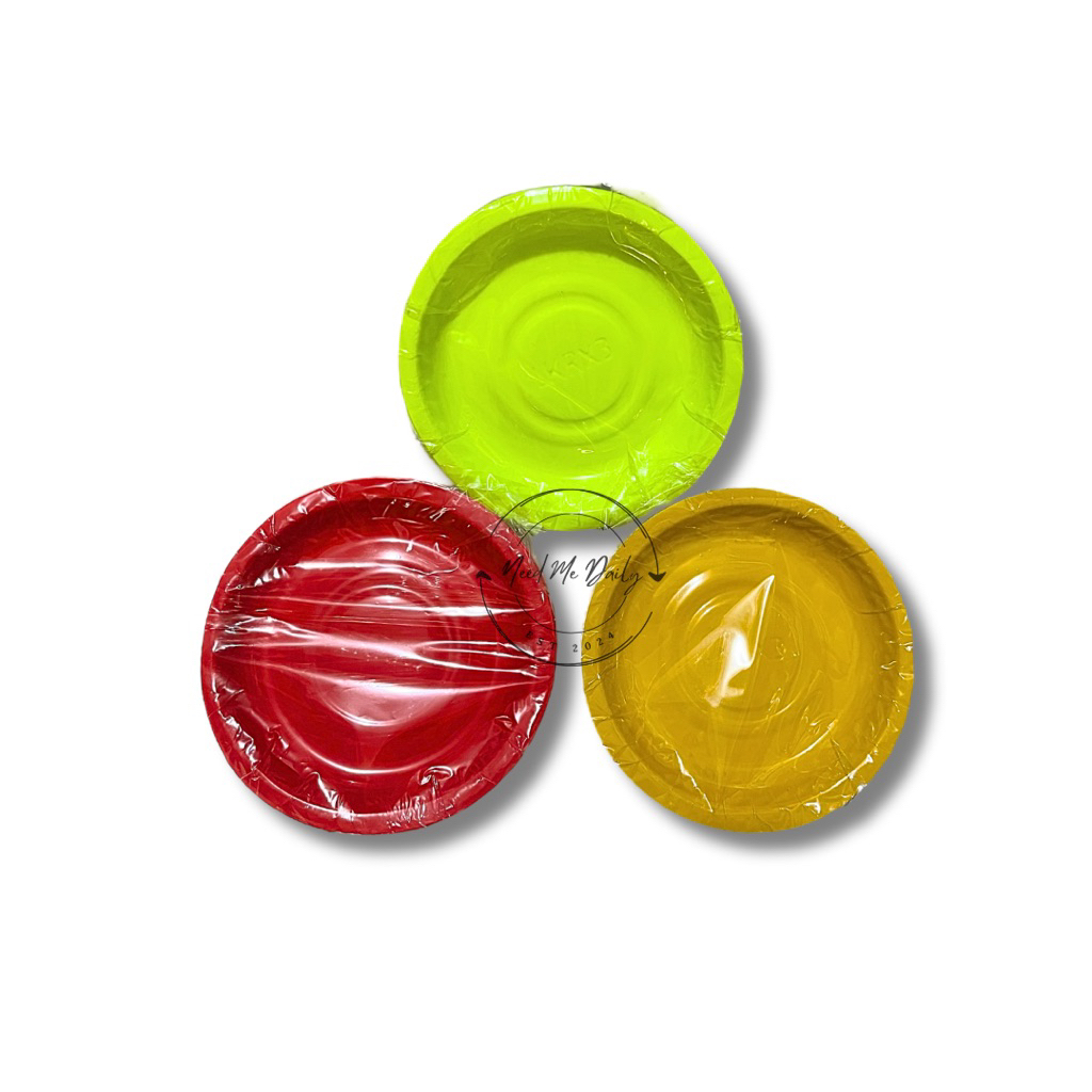Piring Plastik Warna 20pcs | Piring Plastik Kue 12cm | Piring Ultah | Piring RX3 LK | Piring Mika Wa