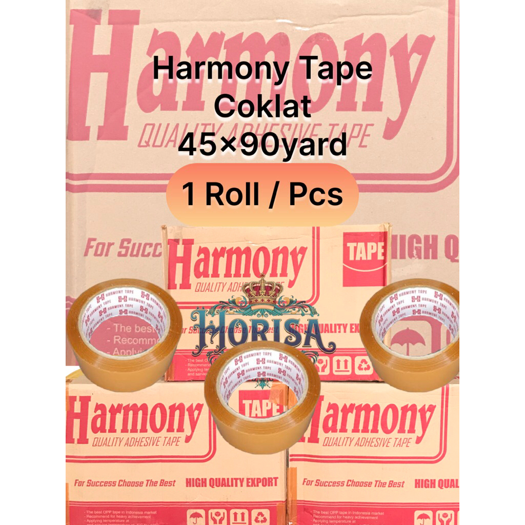 

Harmony Tape 45 mm × 90 Yard 1 roll / pcs– Lakban coklat packing terbaik, Best Seller termurah