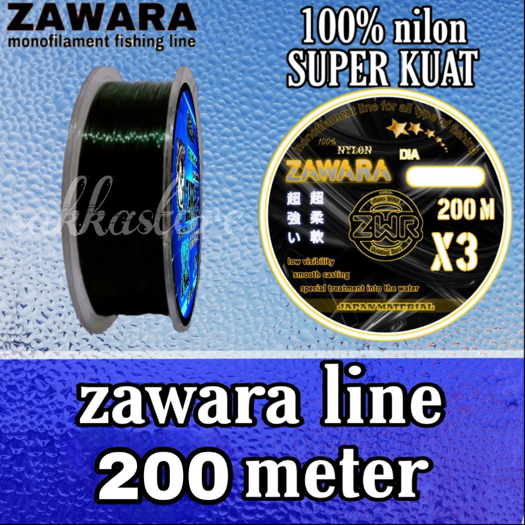 Senar pancing Zawara 200 meter hijau lumut anti keriting