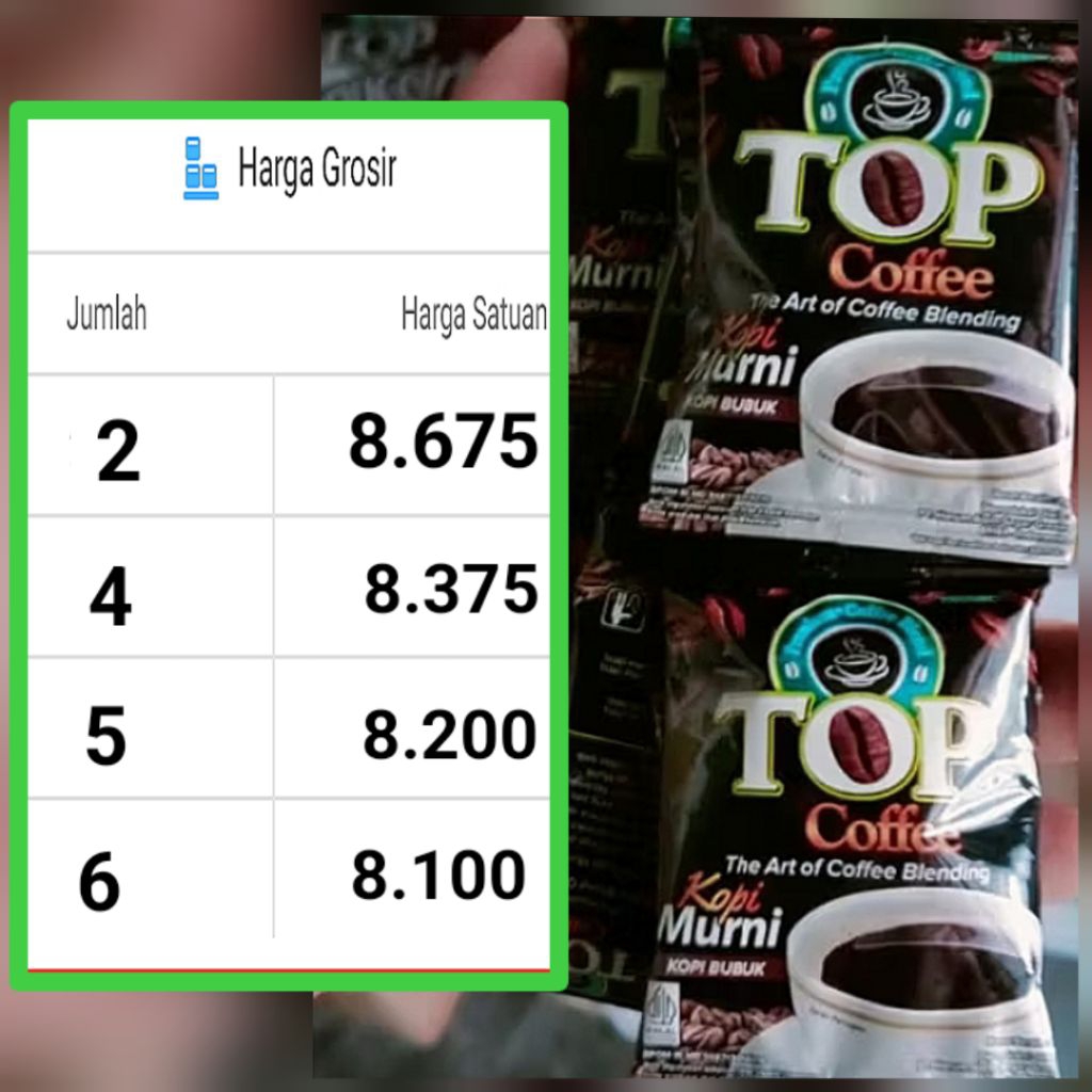 

Kopi TOP MINI 6g 10 sachet (exp Agust 2026)