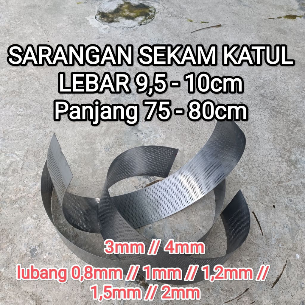 sarangan penepung mahkota mdm, plat lubang sarangan sekam dedak bekatul beras kopi. ukuran 0,5mm 0,8