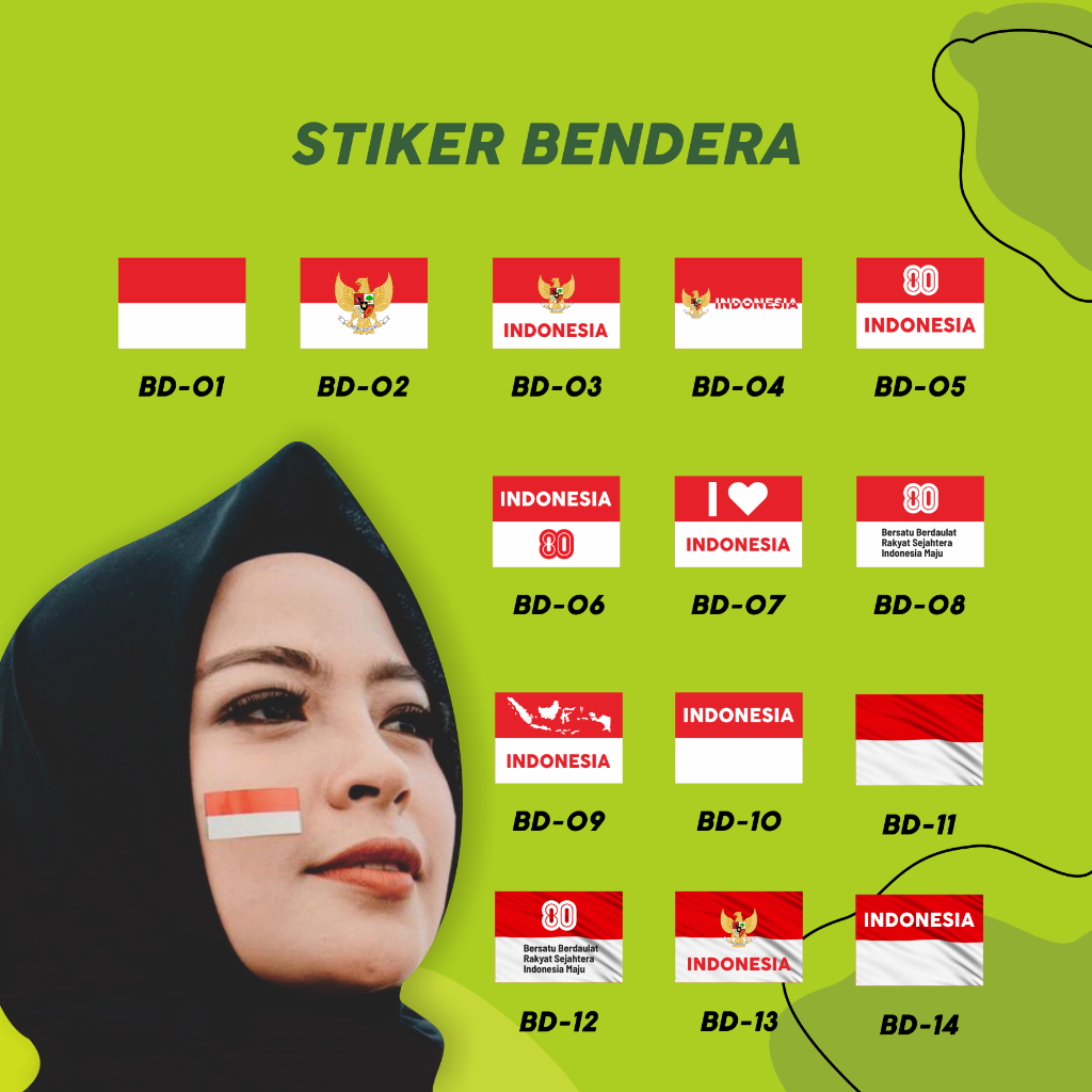 

[50 PCS] STIKER BENDERA PIPI KEMERDEKAAN REPUBLIK INDONESIA