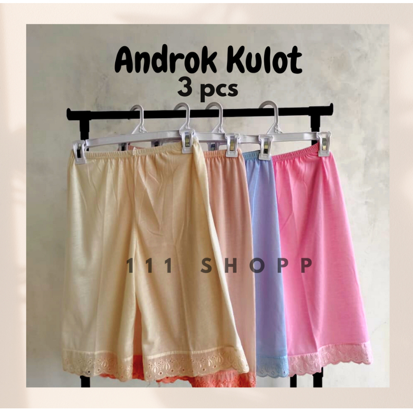 (3pcs) ANDROK KULOT DALAMAN WANITA PENDEK POLOS KATUN RENDA androk Celana Size XL XXL/3L