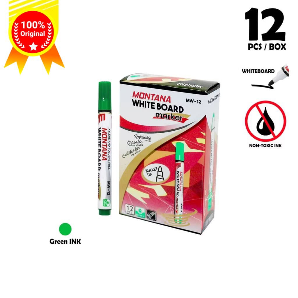 

Spidol MONTANA Whiteboard Marker Round Tip 12 pcs/box / Mw-12 Green