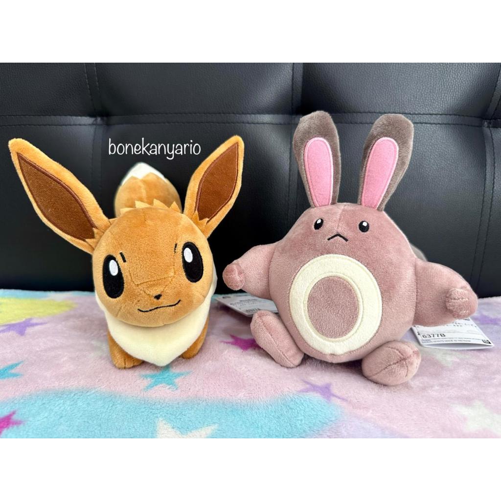 Boneka Pokemon Eevee Sentret Soft Plush Original Banpresto Bandai Jepang Pikachu Flareon Sylveon