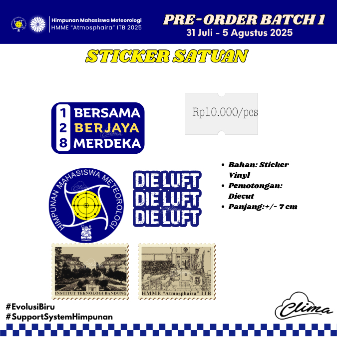 

[PreOrder (31 Juli-5 Agustus)]-Stiker Satuan ITB/Atmosphaira